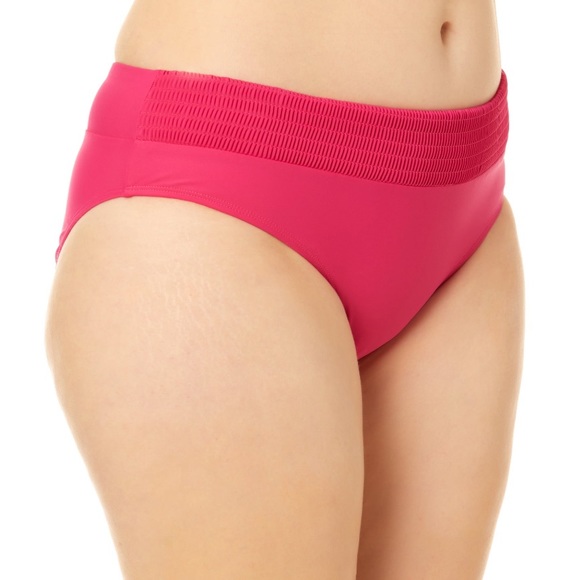 'Summer Fuchsia' Smocked Bikini Swim Bottoms 3X (24W-26W)-NWT - Time and Tru - Picture 7 of 16